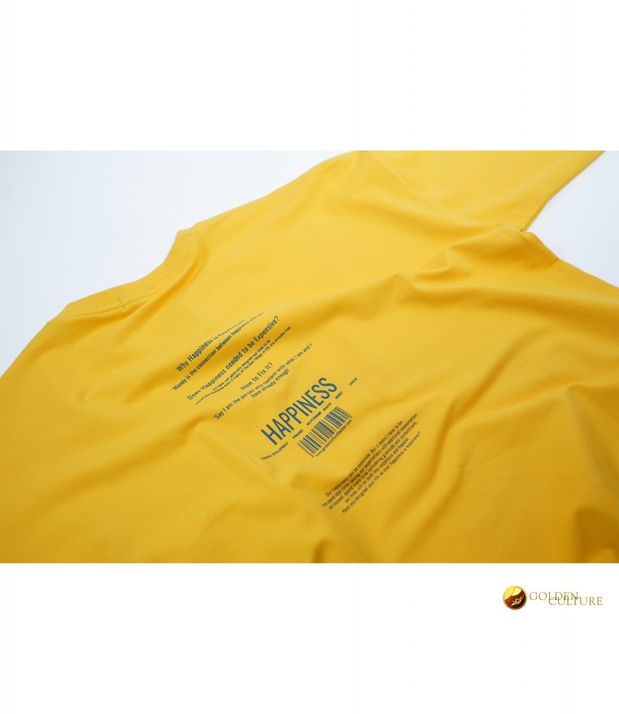 HAPPINESS IS EXPENSIVE Pockets Oversized T-Shirt (Yellow)